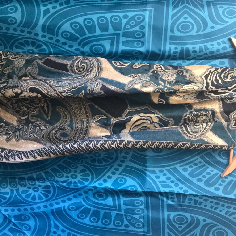 Blue and gold Pashmina scarf